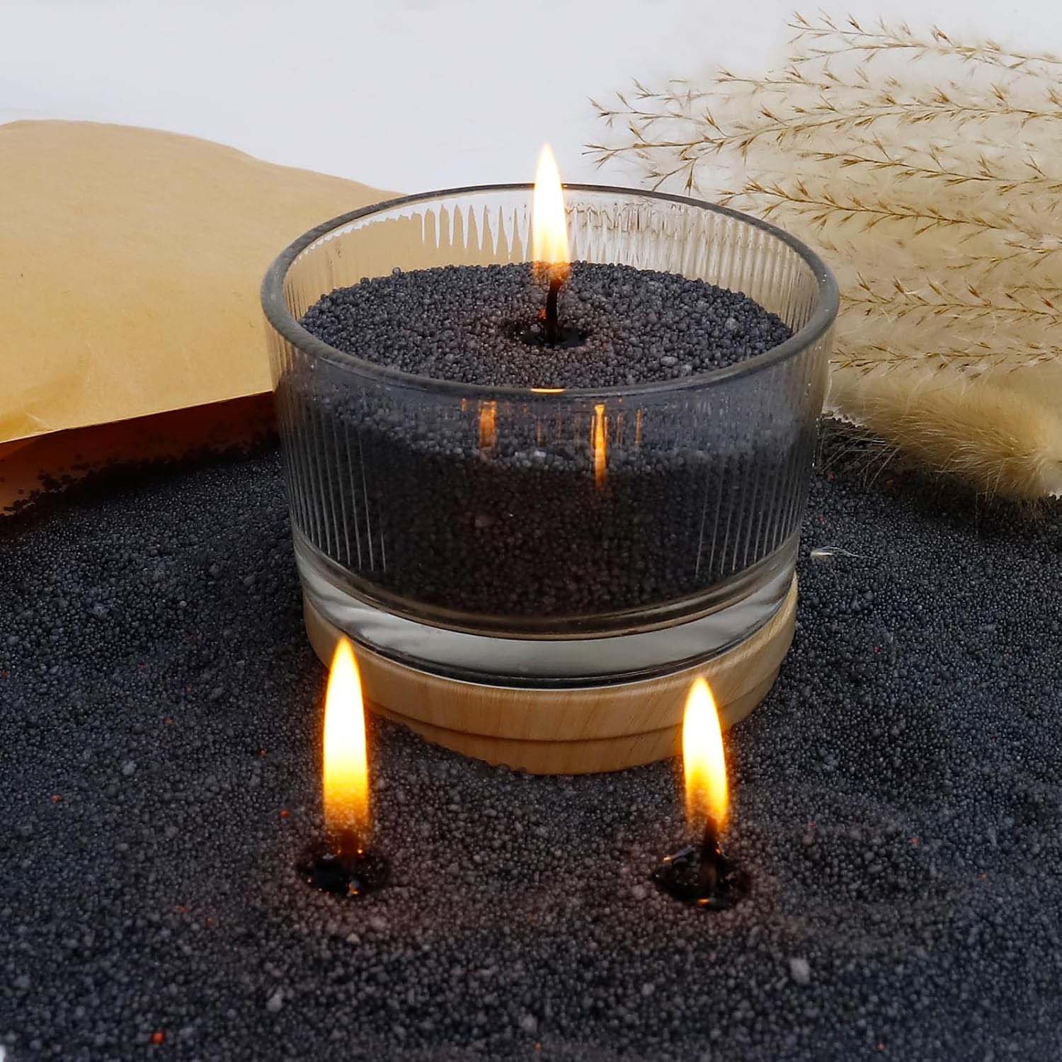 Candle Making Wax Melter - رمل شمع أسود مع فتيل، 200